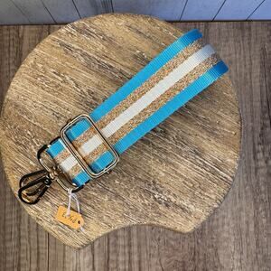 Crossbody Bag Strap Gold Blue Purse Strap Striped Guitar Bag Strap NEW FAST SHIP